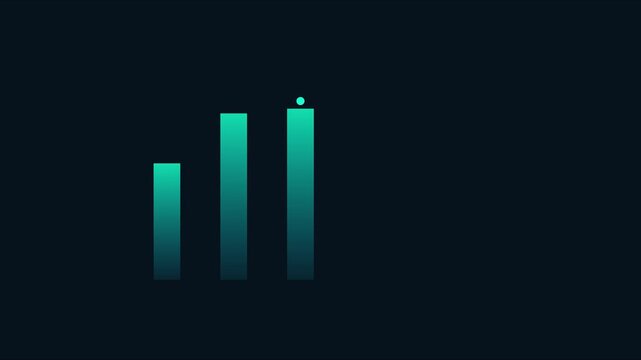 Animated bar chart graph with rising data trends and digital loading progress indicator for business analytics and financial animation 4k