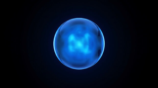 Glowing blue energy sphere magic orb 3D render on black background