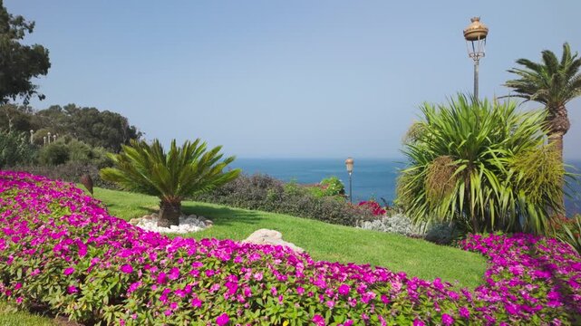 Beautiful Coastal Garden in Cap Spartel, Tangier, Overlooking the Serene Blue Sea