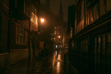 Fototapeta premium Medieval London Under a Glistening Rain