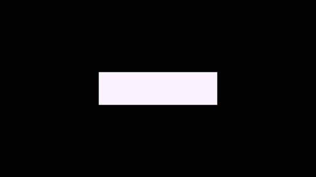 Minimalist animation 4k white rectangle shape pulsing on black background, for motion and, overlay effects