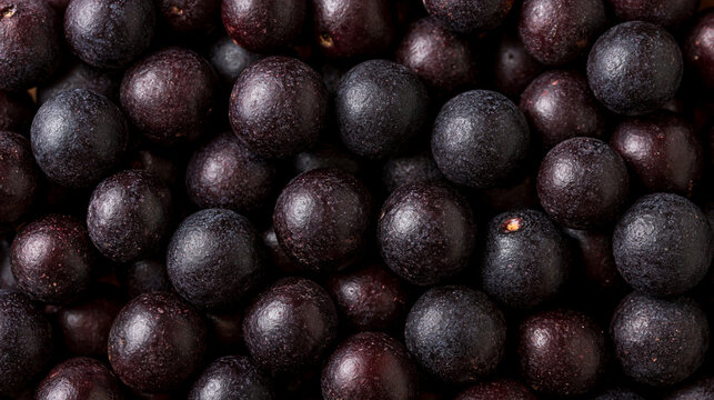 Fresh Raw Acai Berries Close Up Macro Texture