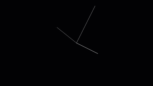 Minimalist clock hands moving on 4k black background, time passing concept, abstract clock face animation