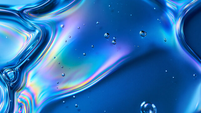 Iridescent Liquid Gel Texture with Micro Bubbles Close Up
