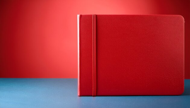 solid red notebook stands upright