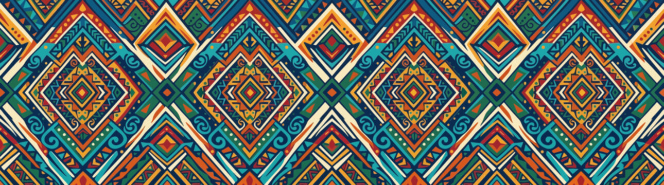Seamless Ethnic Geometric Tribal Pattern Design
