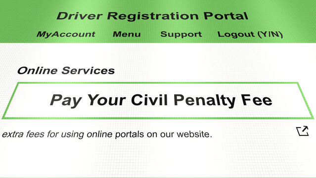 Generic Government Portal for Driver's License - Pay Your Civil Penalty Fee