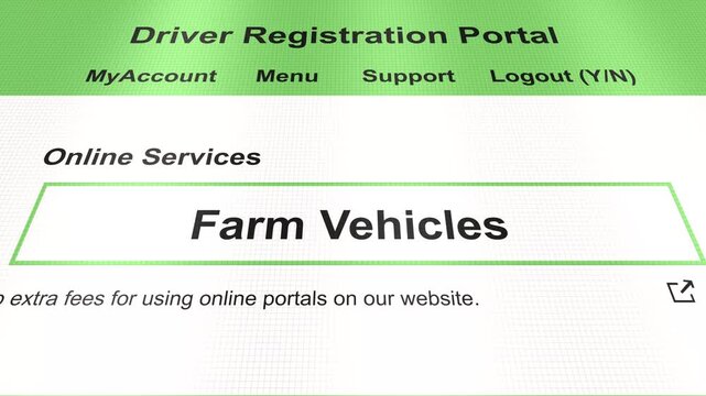 Generic Government Portal for Driver's License - Farm Vehicles
