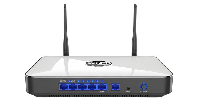 Modern wifi router for internet isolated on transparent background