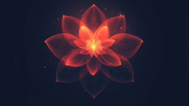 Glowing red lotus flower energy, dark background, spiritual art, website design