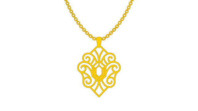 Elegant Gold Pendant Necklace with Intricate Design