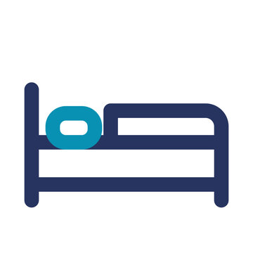 Hotel bed icon, accommodation and lodging booking, flat vector symbol