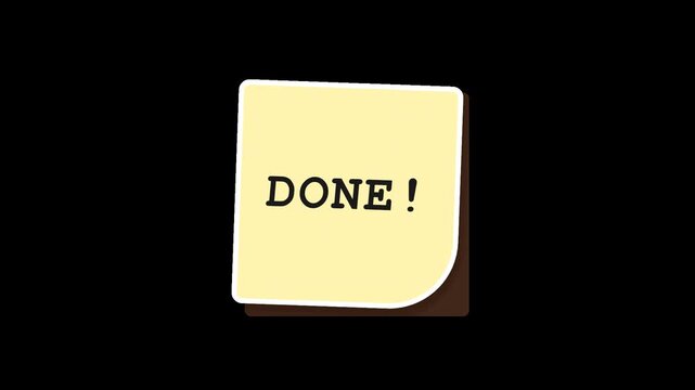 Finished Task Concept Done! yellow sticky note sticker animation
