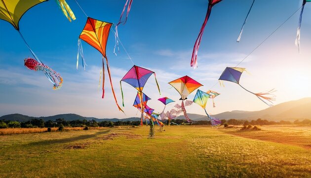 vibrant kite flying festival celebration background