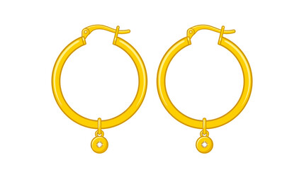 Pair of gold hoop earrings with circular charms © Deni