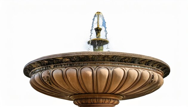 ornate fountain with flowing water isolated on white background perfect for architectural visualization or design projects
