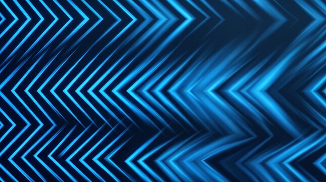 Abstract Blue Neon Chevron Pattern Background.