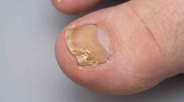 Onychomycosis Fungal Nail Infection Realistic Clinical Dermatology Close Up Photograph