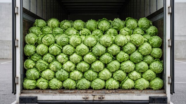 Fresh lettuce in truck highlighting potential parasite contamination risk	
