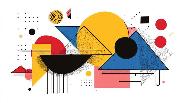 Modern Abstract Geometric Composition with Circles and Triangles