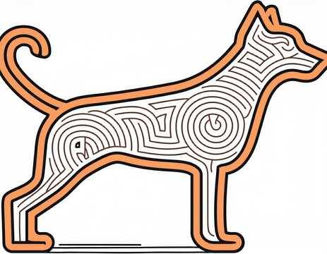 maze design featuring a dog outline with path tracing and start and end points expert difficulty