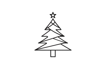 Obraz premium Black geometric ribbon Christmas tree icon isolated on transparent background