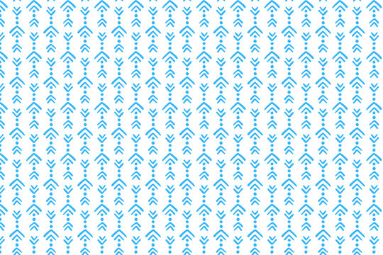 Abstract seamless background pattern with light blue arrow symbols and small circles, abstract