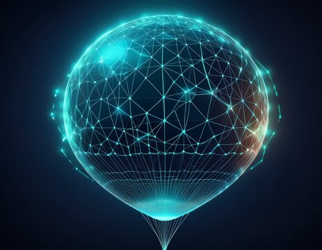 globo de red digital tecnologia ciencia fondo oscuro abstracto globo geometrico brillante avec lineas de red digital sobre fondo oscuro concepto de tecnologia de internet computacion y ciencia