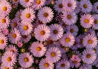 Fototapeta premium Beautiful pink daisy flowers blooming in a lush garden