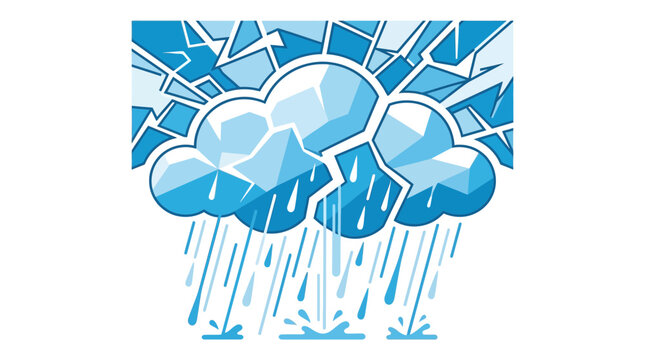 Abstract Geometric Cloud Raining Drops Isolated