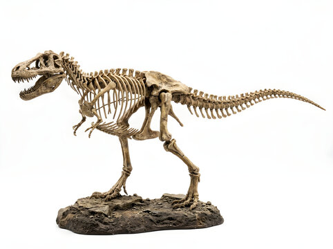 Complete tyrannosaurus rex dinosaur skeleton replica standing on a stone base with tyrannosaurus skeleton dinosaur paleontology prehistoric predator carnivore creature jurassic cretaceous