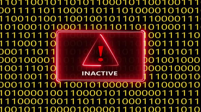 Digital warning sign alert with binary code background footage motion.