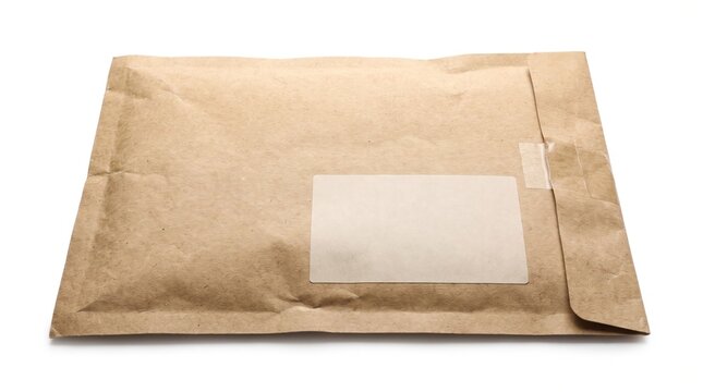 Blank Brown Kraft Paper Mailing Envelope for Shipping and Delivery Isolated on White Background