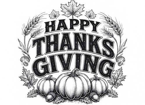 Stylized autumn harvest holiday celebration illustration for Thanksgiving