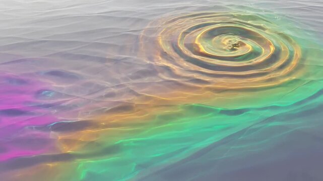 Iridescent liquid swirling vortex creates colorful holographic ripples in this mesmerizing digital motion animation for background texture design effect video