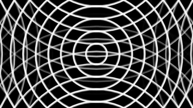 Concentric wave pattern progressing across a black background three panel video composite waves ripple