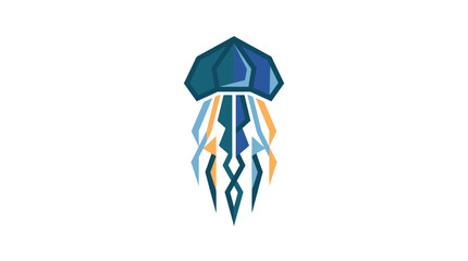 Geometric Jellyfish Icon in Modern Flat Vector Style © Sego