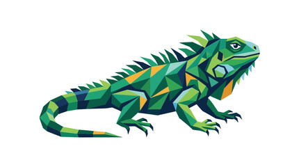 Fototapeta premium Geometric Low Poly Green Iguana Illustration