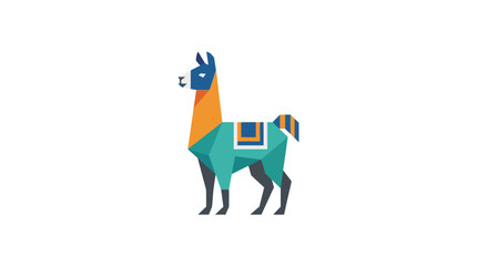 Naklejka premium Minimalist Geometric Llama Vector Illustration