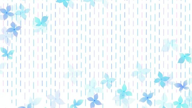 Blue Hydrangea Flowers Falling in Rain 4K