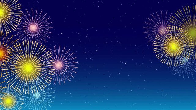 Bright Colorful Fireworks in Night Sky 4K