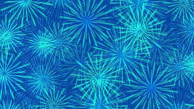 Blue Fireworks Display Celebration 4K