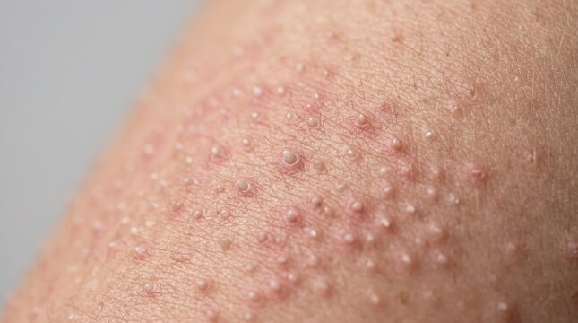Extreme macro shot of keratosis pilaris skin rash on arm