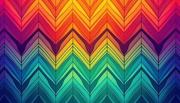 colorful geometric zigzag pattern with rainbow gradient stripes