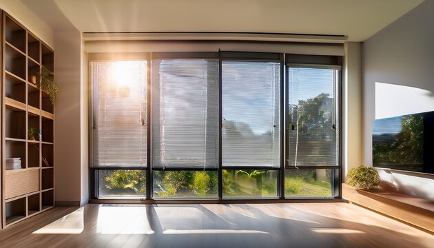 stunning photo of modern interior window with energy efficient cellular shades featuring honeycomb design for superior thermal insulation and light control in a stylish home