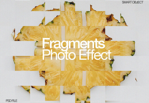 Pineapple Slice Mosaic Photo Effect Template with Pixel Block Distortion