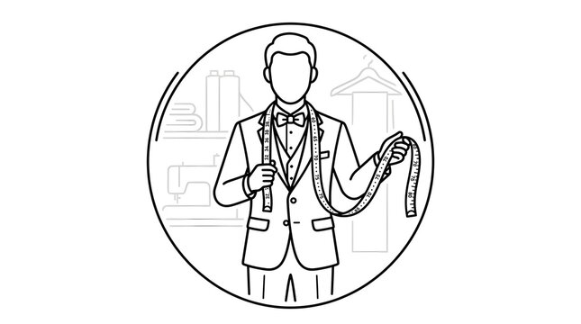 Tailor measuring a suit jacket. Professional fashion designer working in a clothing atelier.