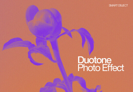 Surreal Duotone Peony Flower Poster Template with Grainy Photo Effect