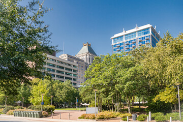 High-rise office buildings in downtown Greensboro, USA. © kosoff