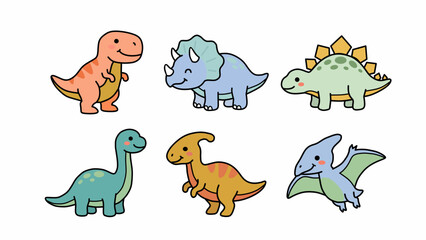 Cute Cartoon Dinosaur Character Vector Set for Kids © grecosta